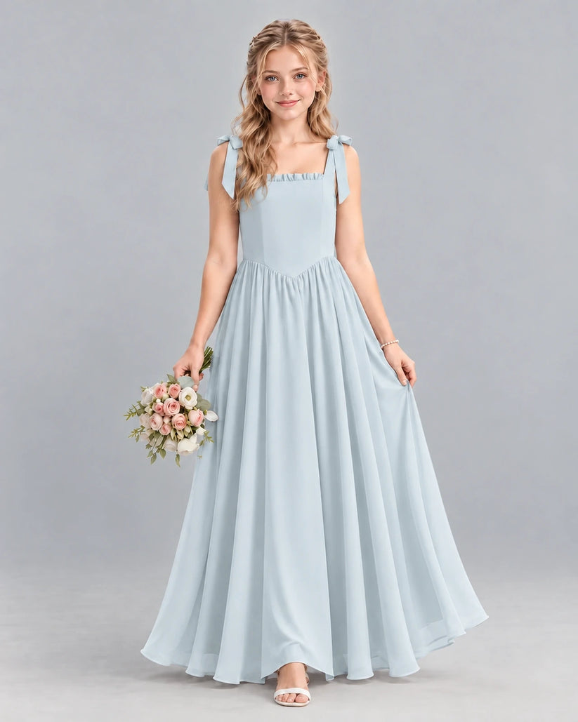 Mist A-line Junior Bridesmaid Dress Front