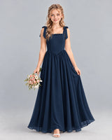 Navy Blue A-line Junior Bridesmaid Dress Front