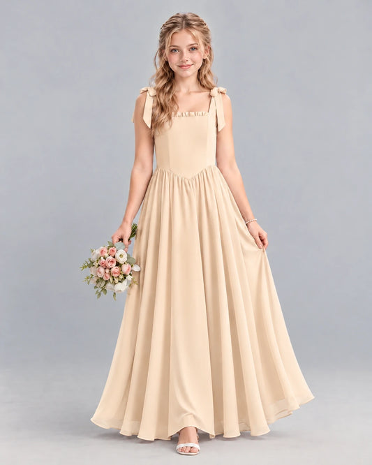 Peach A-line Junior Bridesmaid Dress Front