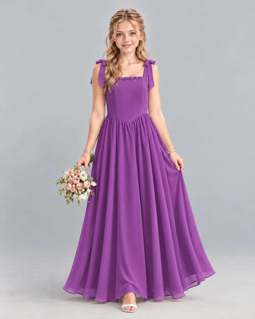 Dideyttawl Bow Detail Junior Bridesmaid Dress for Wedding Ceremonies