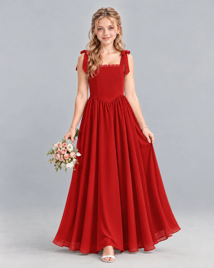 Red A-line Junior Bridesmaid Dress Front