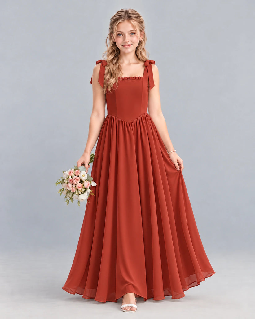 Vermilion A-line Junior Bridesmaid Dress Front