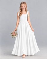 White A-line Junior Bridesmaid Dress Front