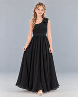 Black A-line Junior Bridesmaid Dress Front