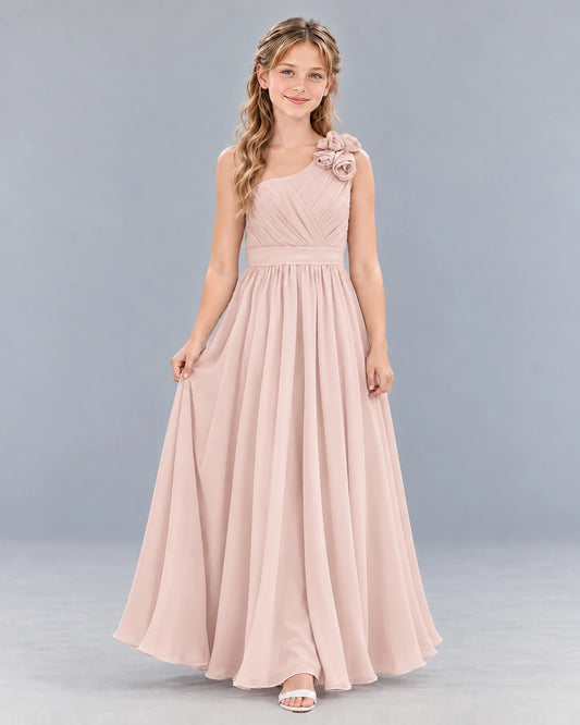 Blush Pink A-line Junior Bridesmaid Dress Front
