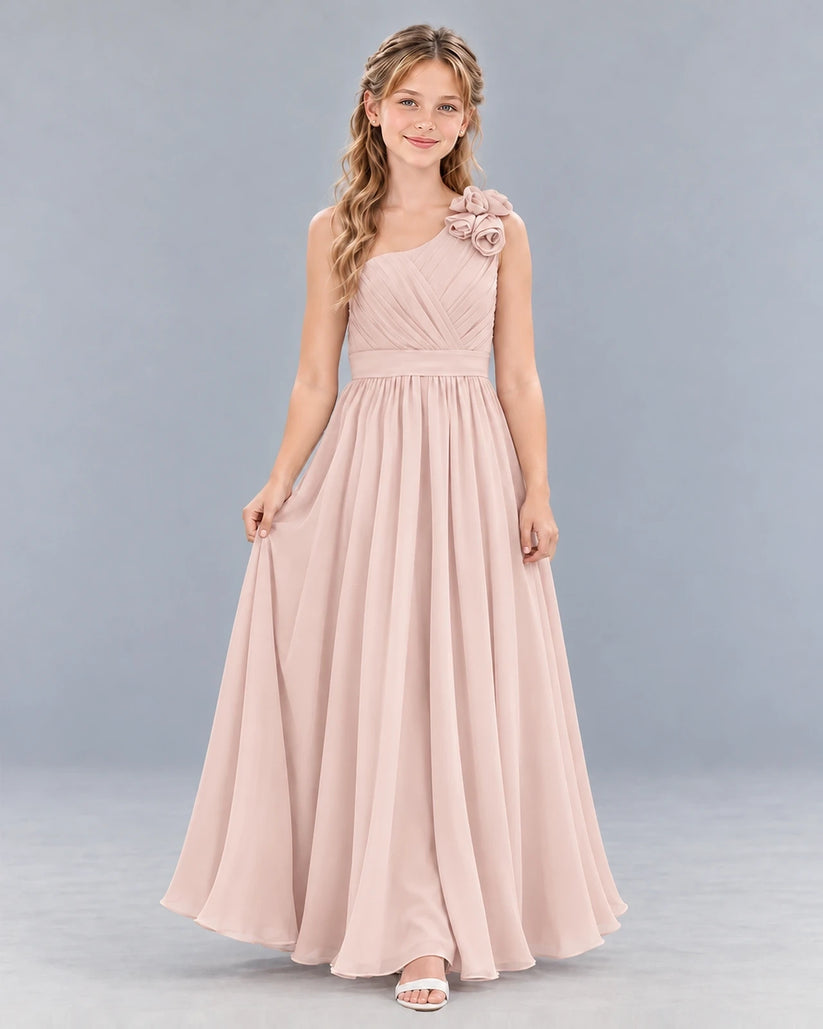 Blush Pink A-line Junior Bridesmaid Dress Front