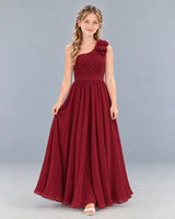Burgundy A-line Junior Bridesmaid Dress Front