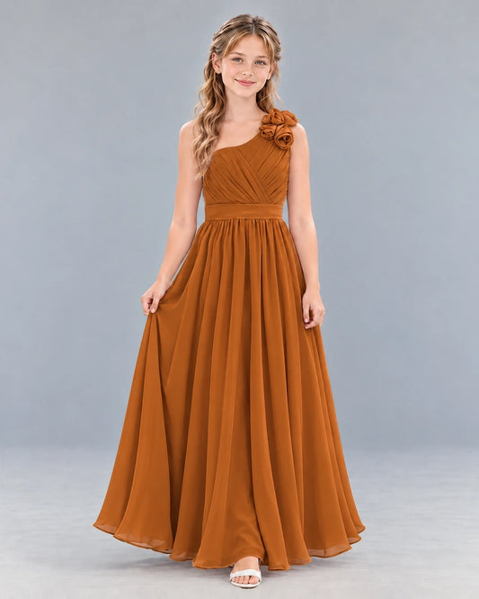 Burnt Orange A-line Junior Bridesmaid Dress Front