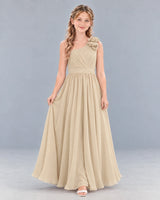 Champagne A-line Junior Bridesmaid Dress Front