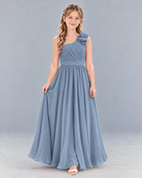 Dusty Blue A-line Junior Bridesmaid Dress Front