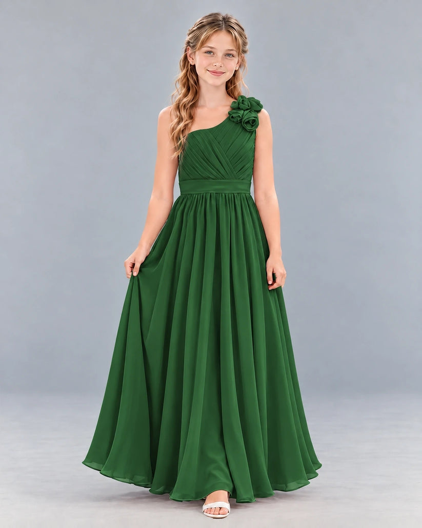 Emerald Green A-line Junior Bridesmaid Dress Front