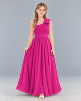Hot Pink A-line Junior Bridesmaid Dress Front