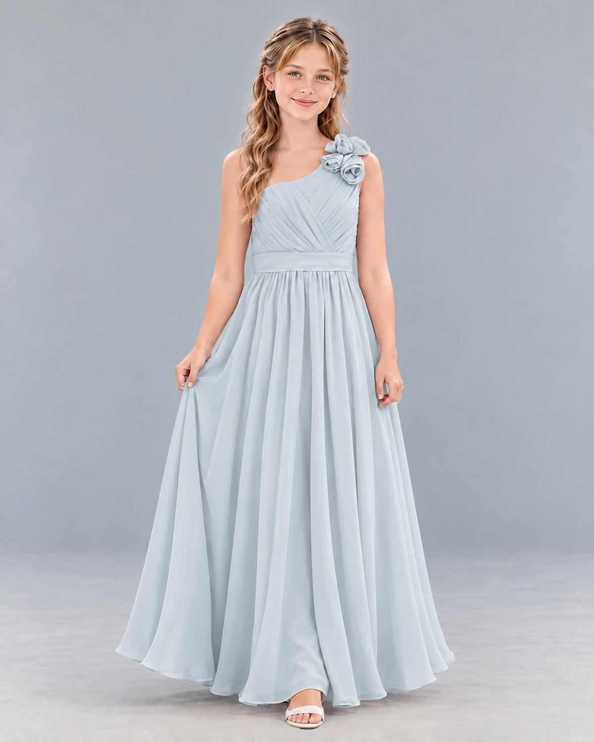 Mist A-line Junior Bridesmaid Dress Front