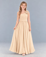 Peach A-line Junior Bridesmaid Dress Front
