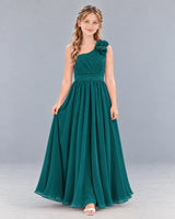 Peacock A-line Junior Bridesmaid Dress Front