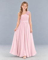Pink A-line Junior Bridesmaid Dress Front
