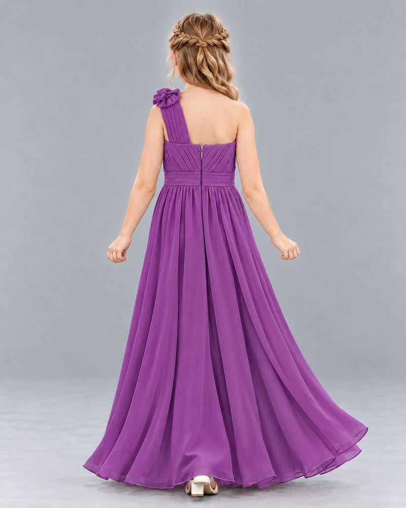 Purple A-line Junior Bridesmaid Dress Back [Shared]