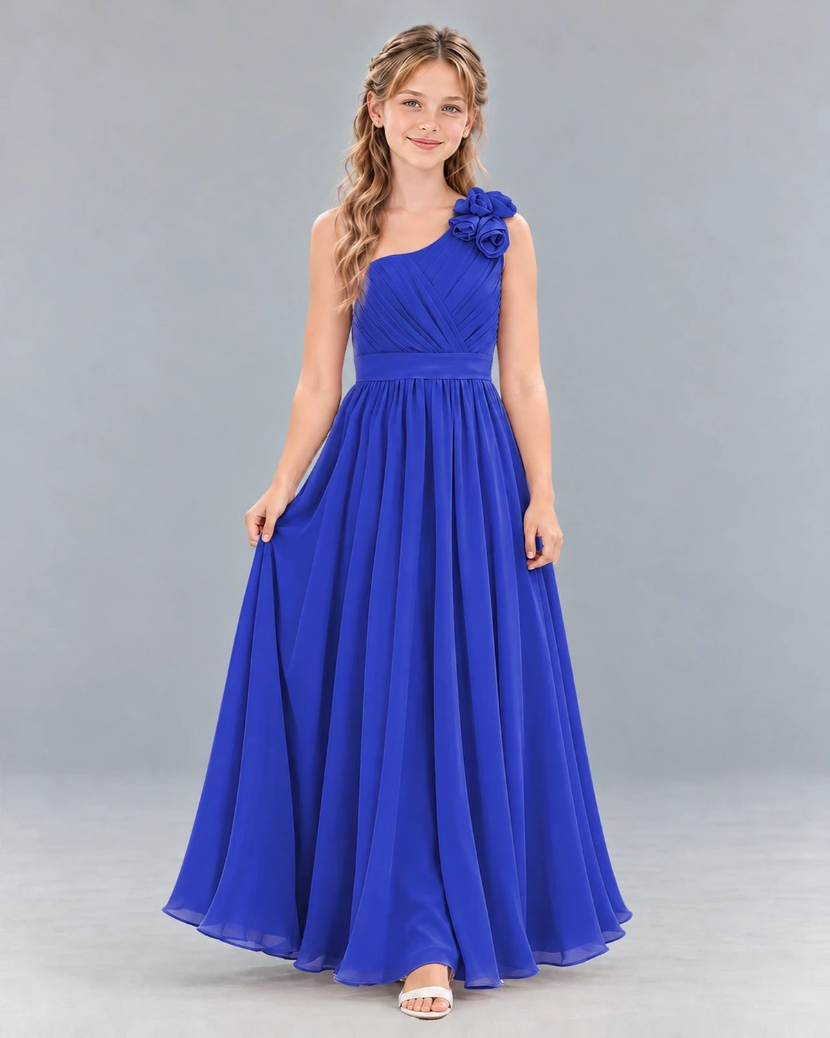 Royal Blue A-line Junior Bridesmaid Dress Front