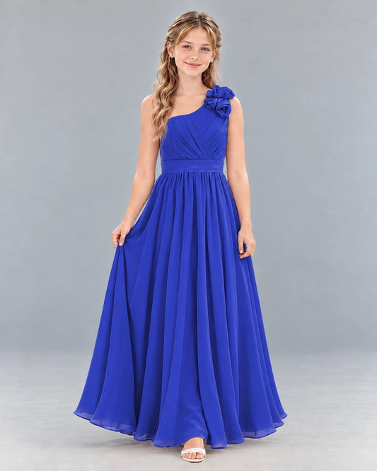 Royal Blue A-line Junior Bridesmaid Dress Front