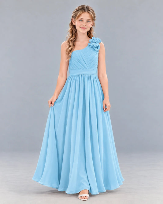 Sky Blue A-line Junior Bridesmaid Dress Front