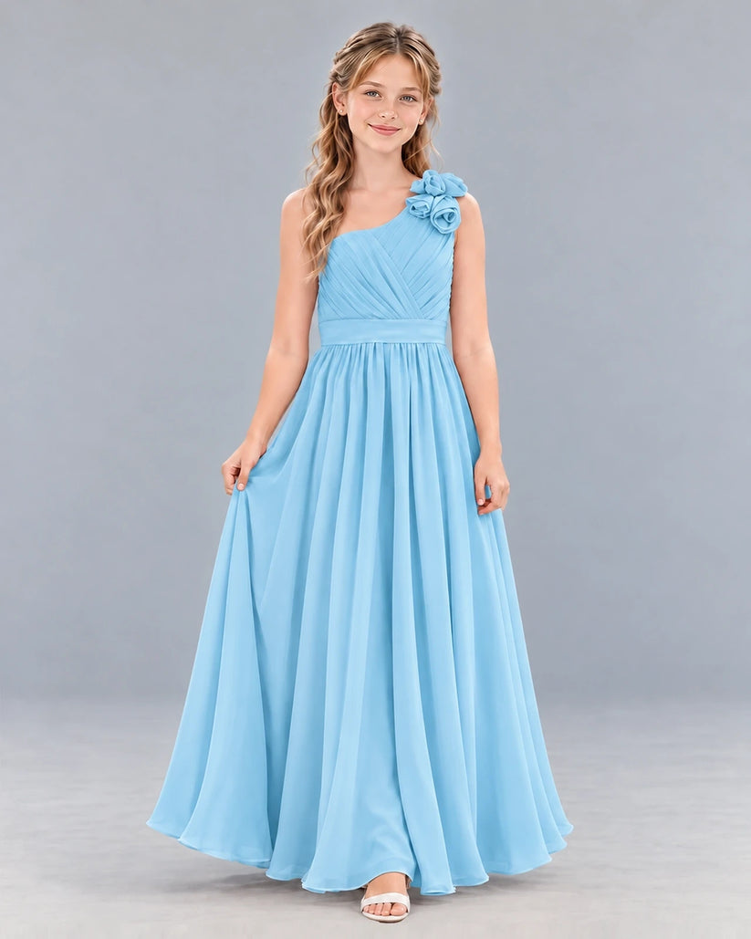 Sky Blue A-line Junior Bridesmaid Dress Front