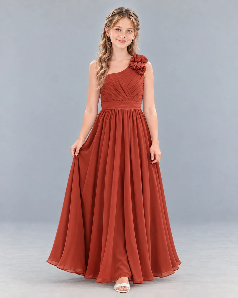 Vermilion A-line Junior Bridesmaid Dress Front