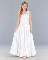 White A-line Junior Bridesmaid Dress Front
