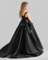 Black Ball Gown Girls Pageant Dresses Pose