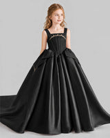 Black Ball Gown Girls Pageant Dresses Side