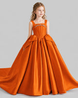 Burnt Orange Ball Gown Girls Pageant Dresses Side