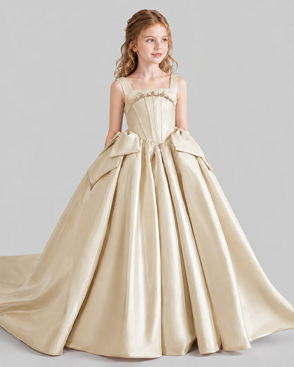 Champagne Ball Gown Girls Pageant Dresses Side