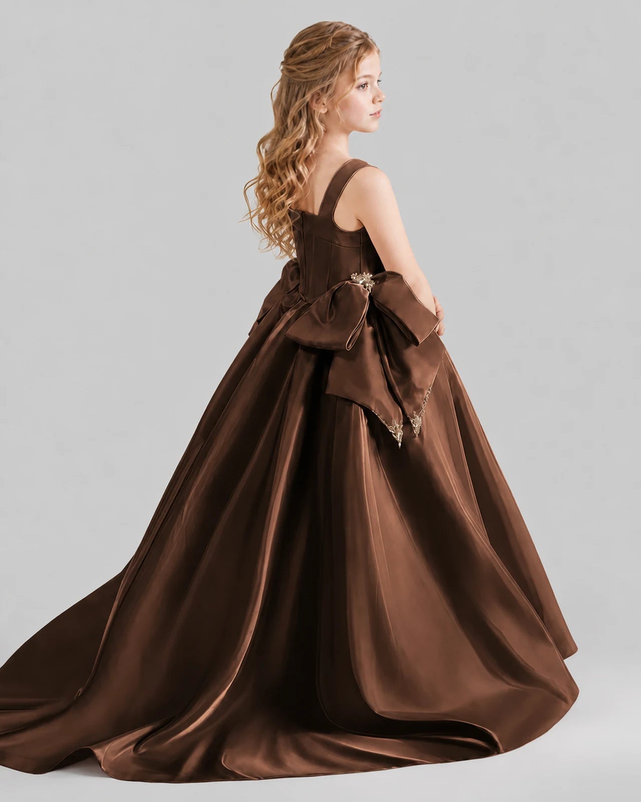 Chocolate Ball Gown Girls Pageant Dresses Pose