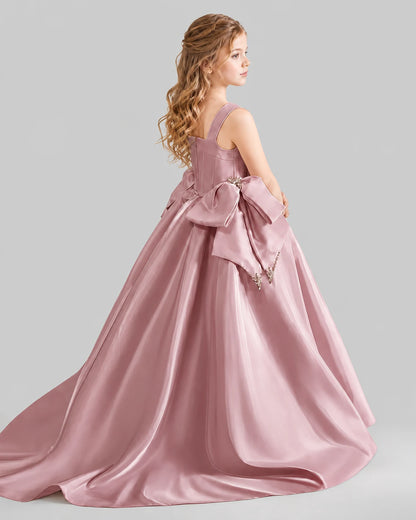Dusty Rose Ball Gown Girls Pageant Dresses Pose