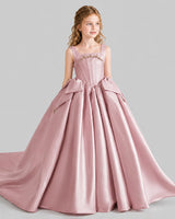 Dusty Rose Ball Gown Girls Pageant Dresses Side