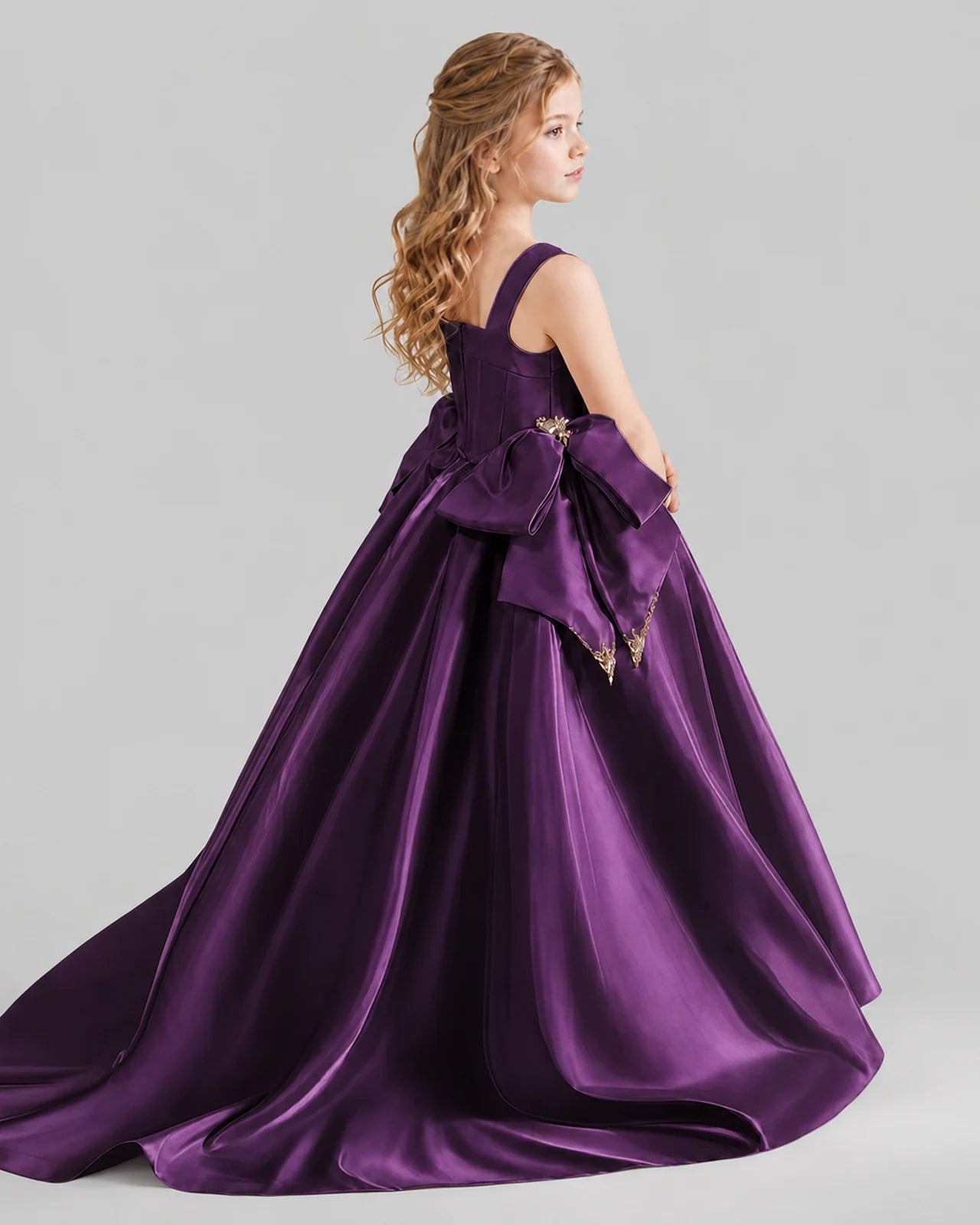 Grape Ball Gown Girls Pageant Dresses Pose