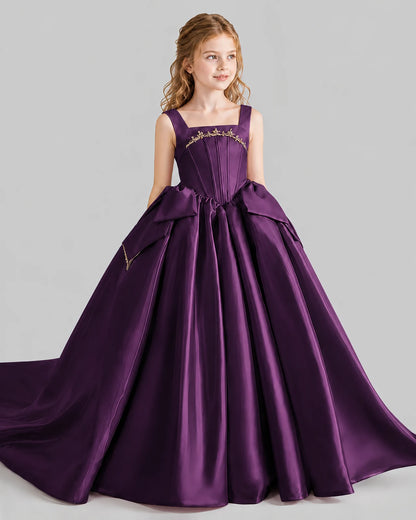 Grape Ball Gown Girls Pageant Dresses Side