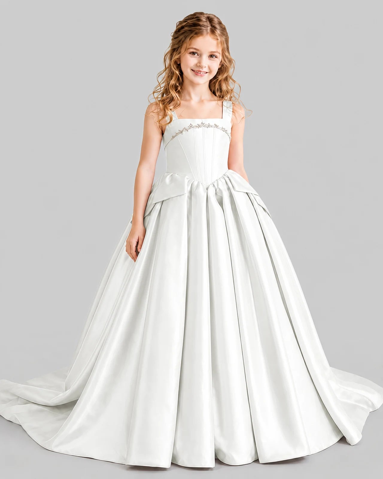 Ivory Ball Gown Girls Pageant Dresses Front