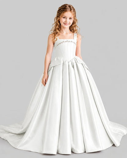 Ivory Ball Gown Girls Pageant Dresses Front