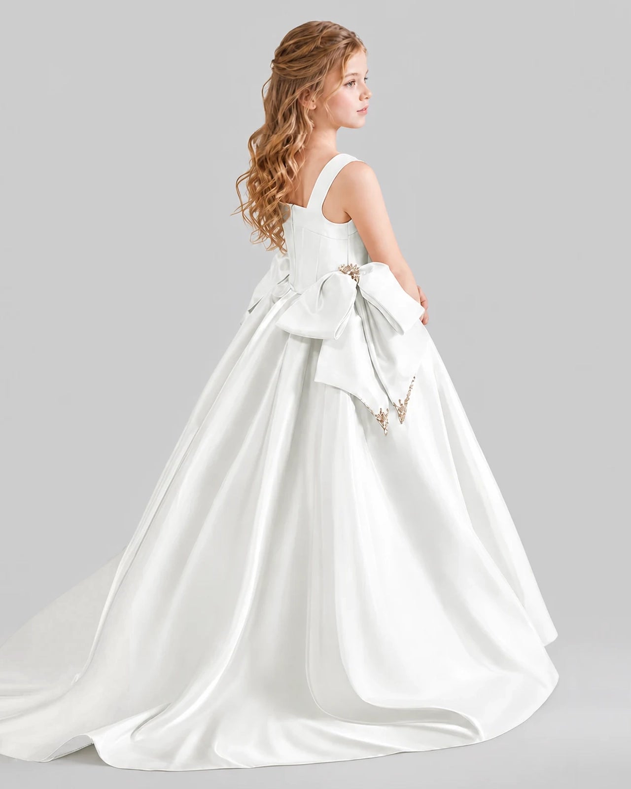 Ivory Ball Gown Girls Pageant Dresses Pose