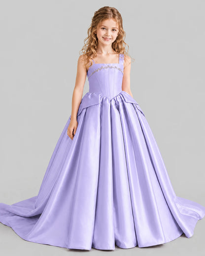 Lavender Ball Gown Girls Pageant Dresses Front