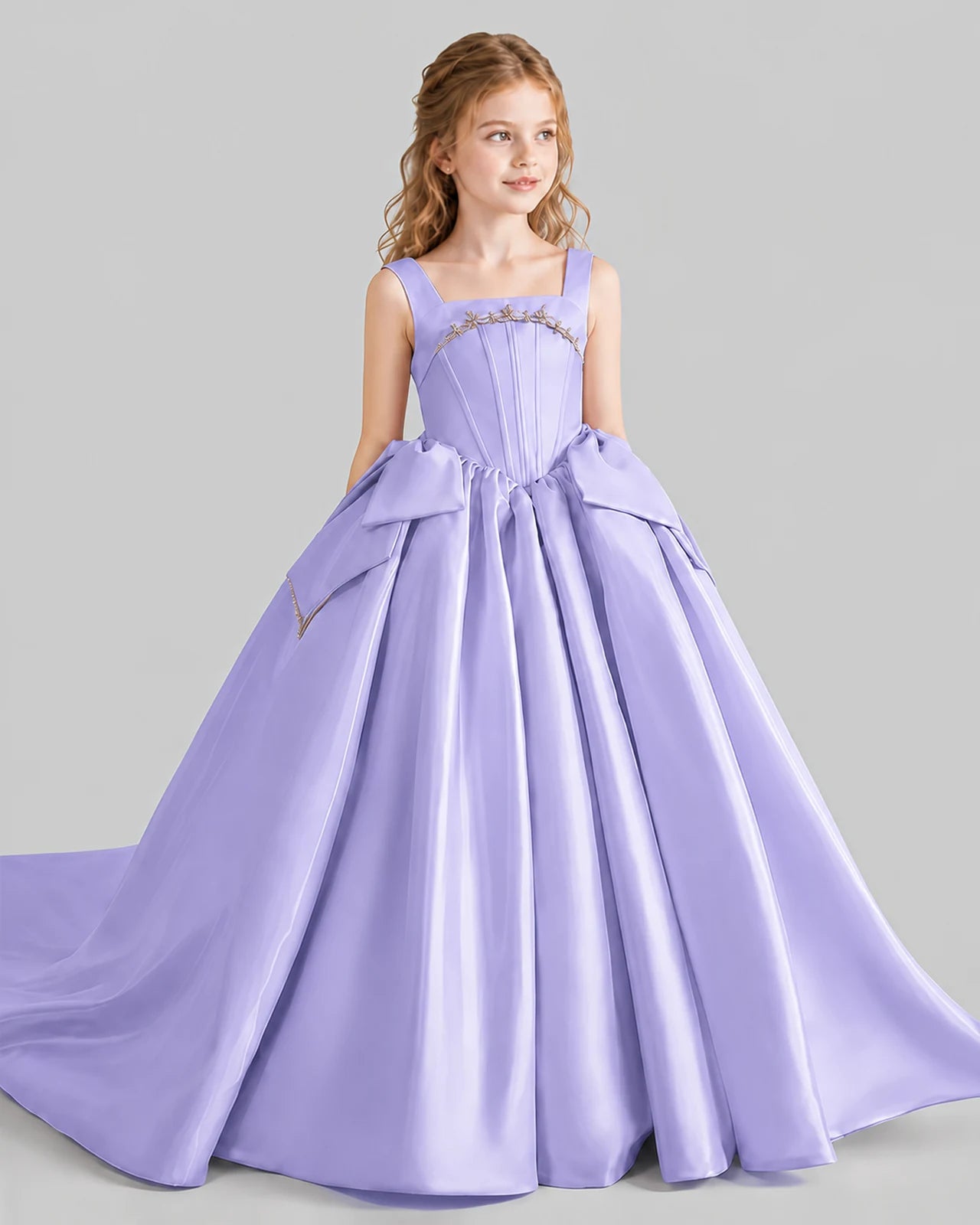 Lavender Ball Gown Girls Pageant Dresses Side