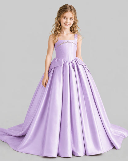 Lilac Ball Gown Girls Pageant Dresses Front