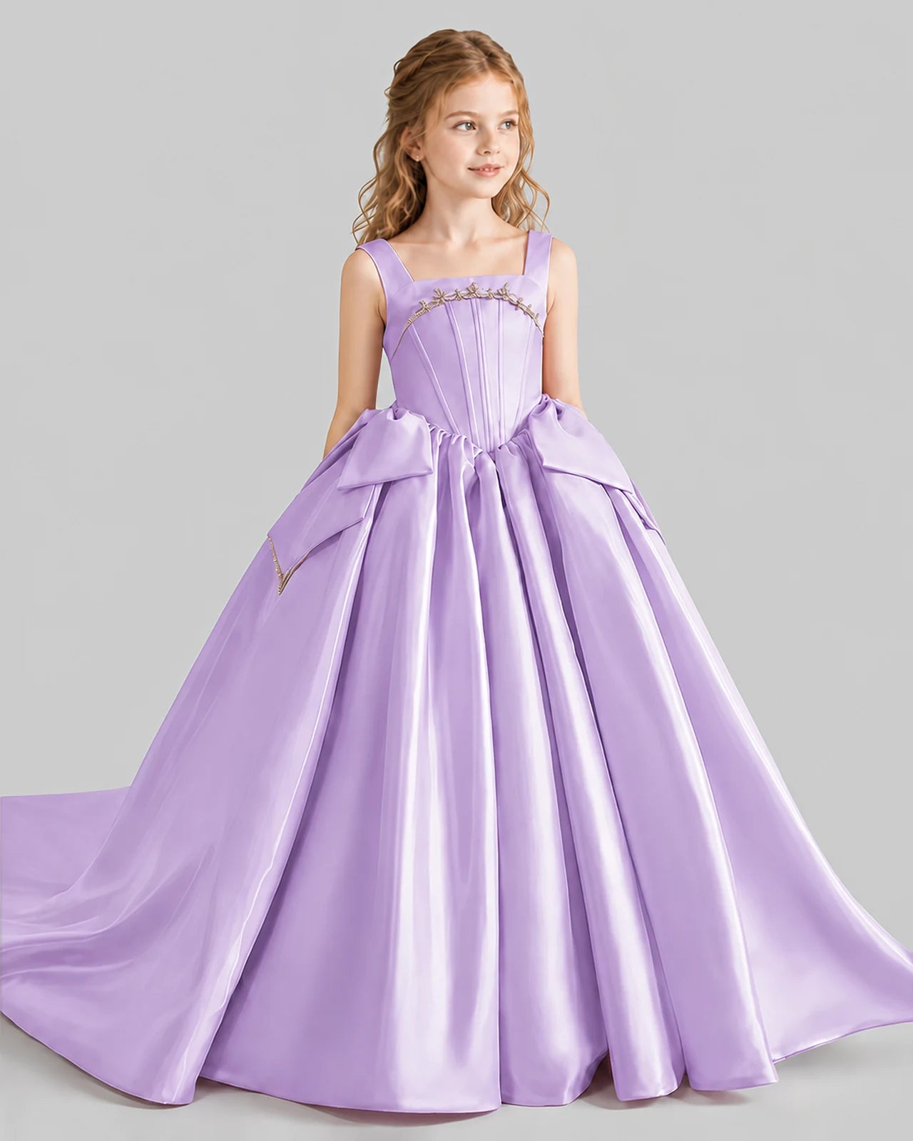 Lilac Ball Gown Girls Pageant Dresses Side
