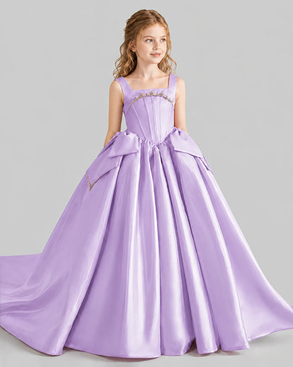 Lilac Ball Gown Girls Pageant Dresses Side
