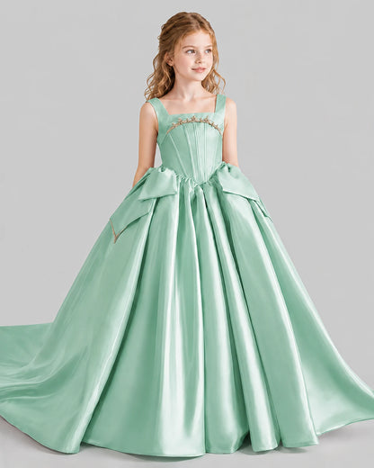 Mint Green Ball Gown Girls Pageant Dresses Side