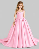 Pink Ball Gown Girls Pageant Dresses Front