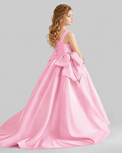 Pink Ball Gown Girls Pageant Dresses Pose