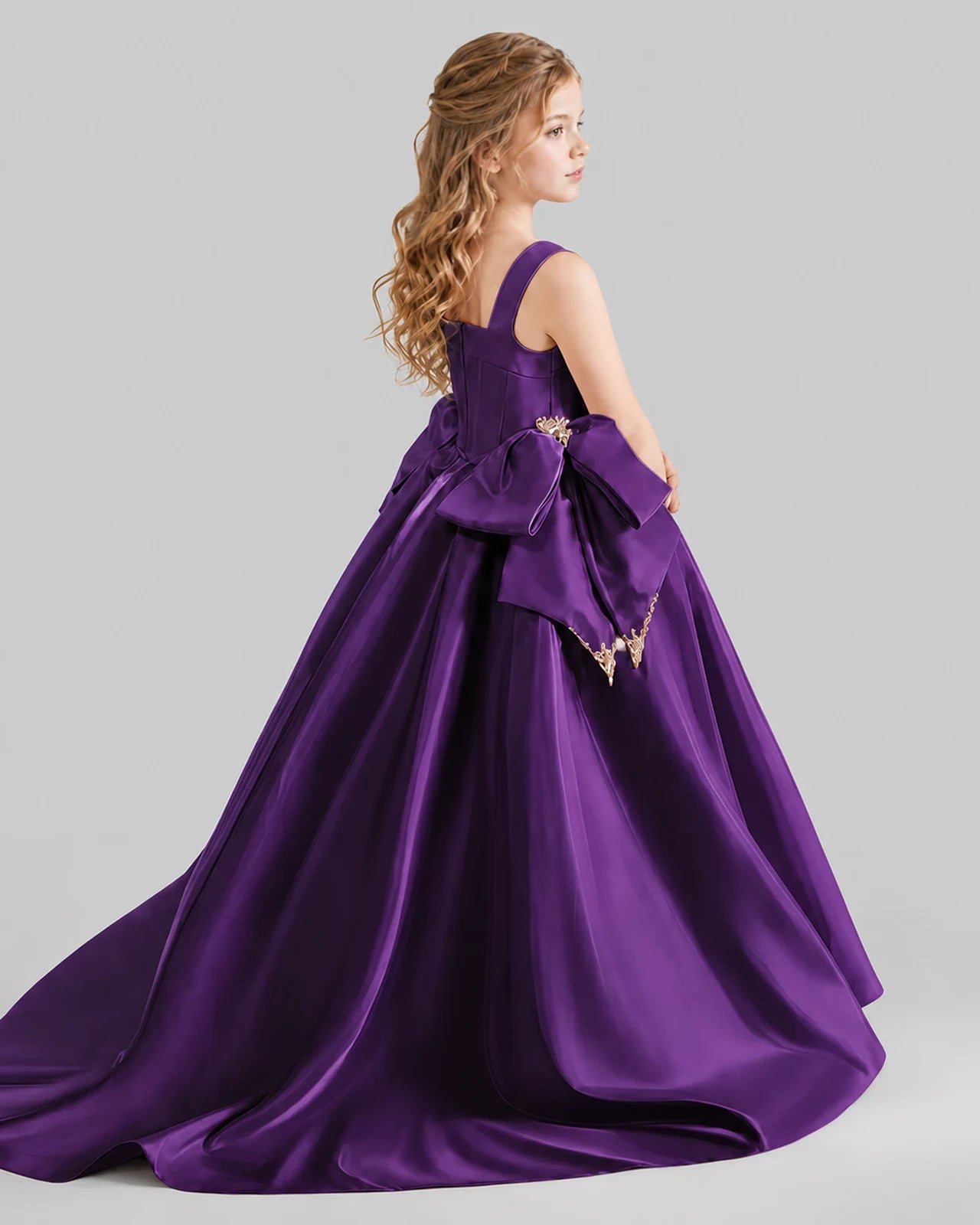 Purple Ball Gown Girls Pageant Dresses Pose