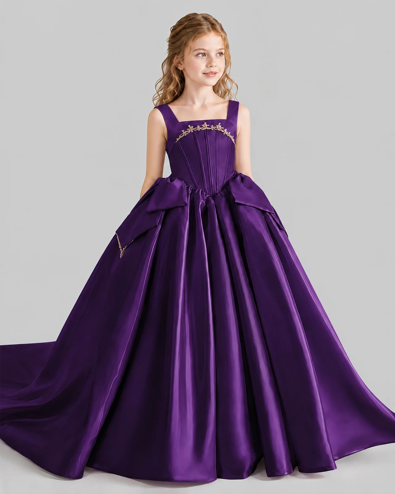 Purple Ball Gown Girls Pageant Dresses Side