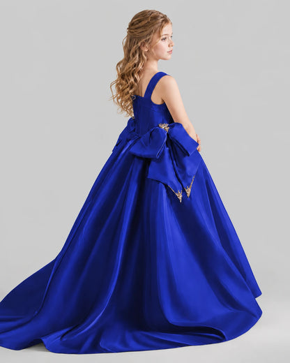 Royal Blue Ball Gown Girls Pageant Dresses Pose